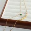 18K Gold Double Layer French Pendant Necklace - Titanium Steel Clavicle Chain