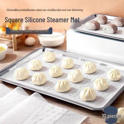 WeiYi Square Silicone Steamer Mats 10-Pack