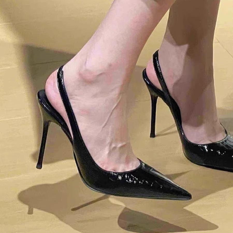 Women's Black One-Strap Stilettos: French-Style, Closed Toe, Spring Collection