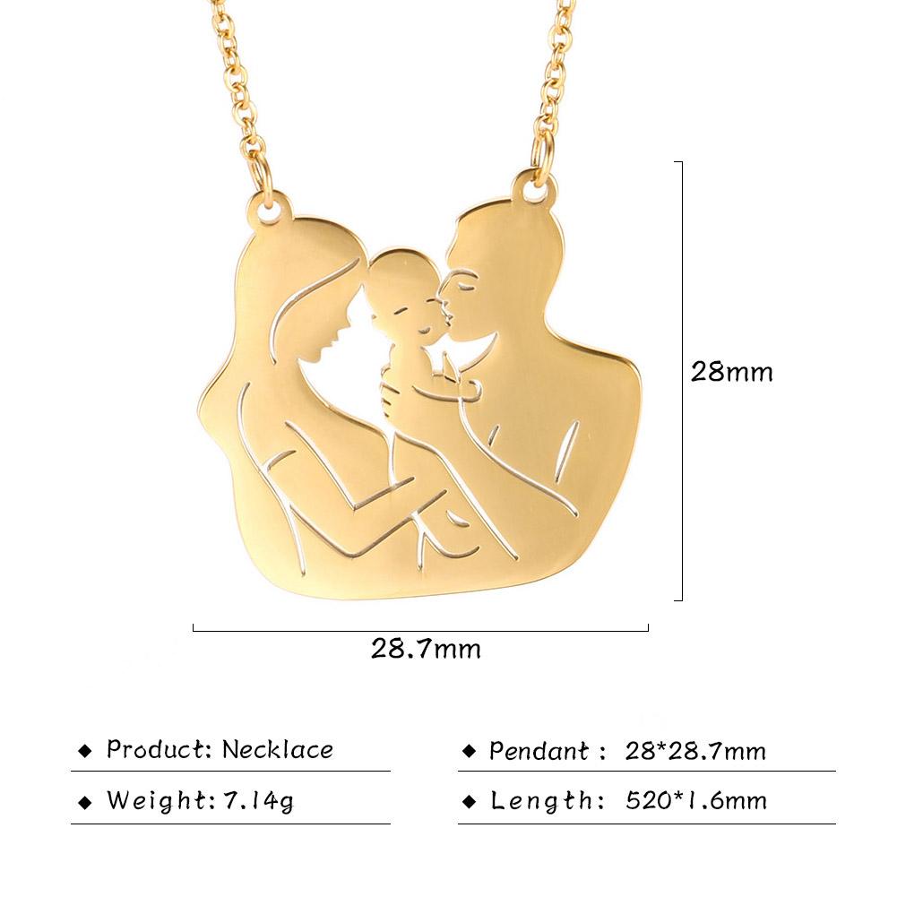 Cazador Lovely Family Pendant Necklaces Mom Dad Children Baby Pregnant Woman Stainless Steel Choker Jewelry Mother Day Gift New