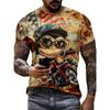 Summer Round Neck 3D Funny Animal Pattern Print Top Fashionable Casual Short Sleeved Men's T-shirts