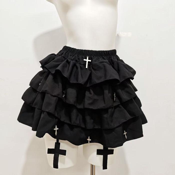 Women's Summer Off-Shoulder Short-Sleeve Top & Cake Skirt Two-Piece Set with Slimming Drawstring
