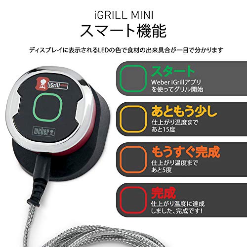 Weber iGrill Mini 7206 Thermometer Smart Device for BBQ Stoves (Red) [2-Year Warranty]