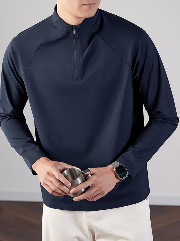 2026 Spring Men's Seamless Half-Zip Long-Sleeve Base Layer Shirt - Outdoor Casual Sports Top