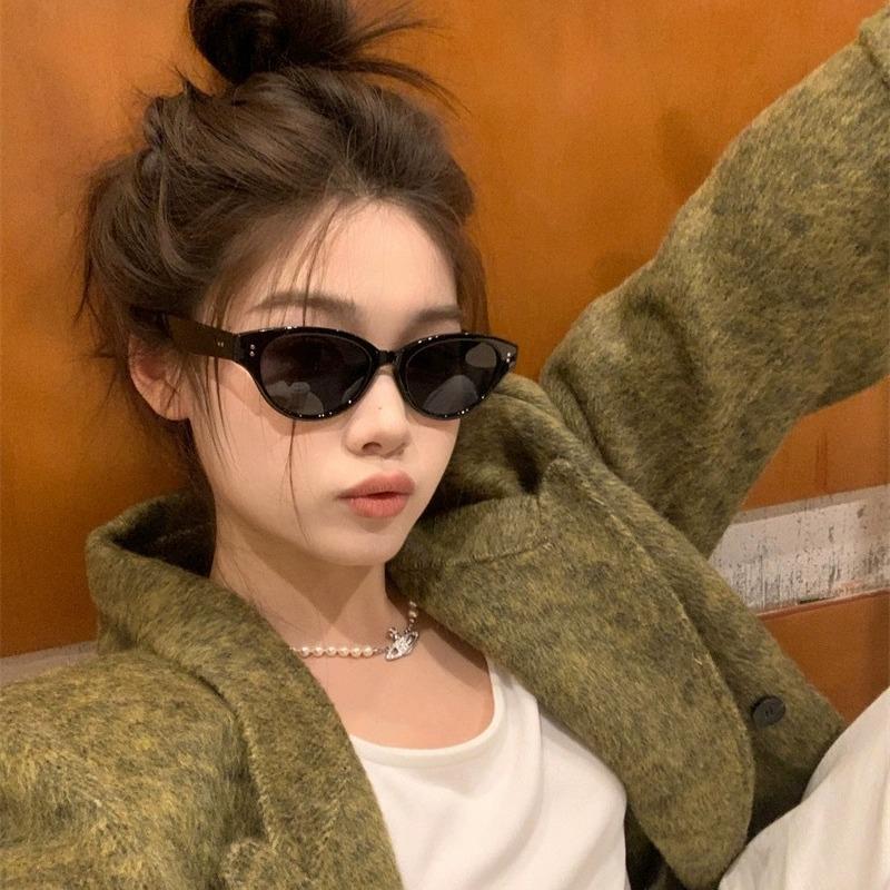 Korean Style Sun Glasses For Women Cat Eye Shape Uv400 Protection Sunglasses Men Vintage Retro Women'S Sun Glass