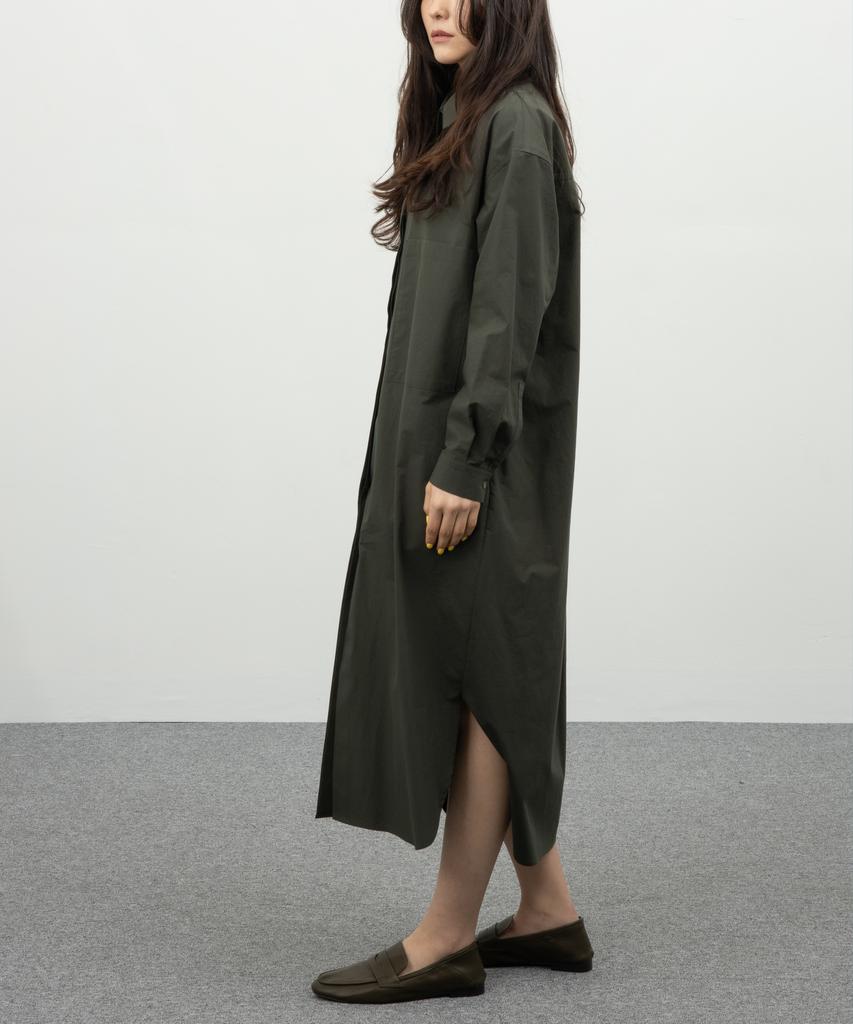 RAW TO RAW Wrd050 Fine Cotton Oversized Shirt Dress (Fiddle Leaf)