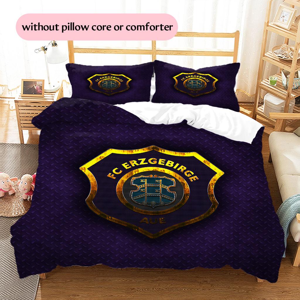 FC Erzgebirge Aue Pattern Bedding Quilt Set Home Decoration Gift (1 * Duvet Cover + 2 * Pillowcase Without Core)