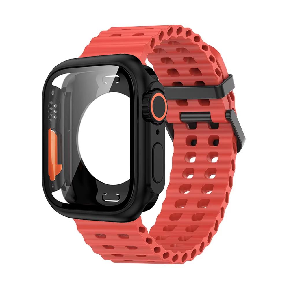 Ocean Silicone Strap+PC Case For Apple Watch Band  Series 11 10 46mm Metal Buckle Sports Bracelet Wristband iWatch 9 8 7 6 5 SE