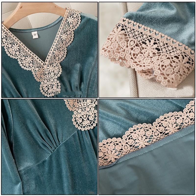 Velvet Pajamas Women's Pajamas V-neck Nightgown Velvet Pajamas Pajamas New Underwear Home Clothes
