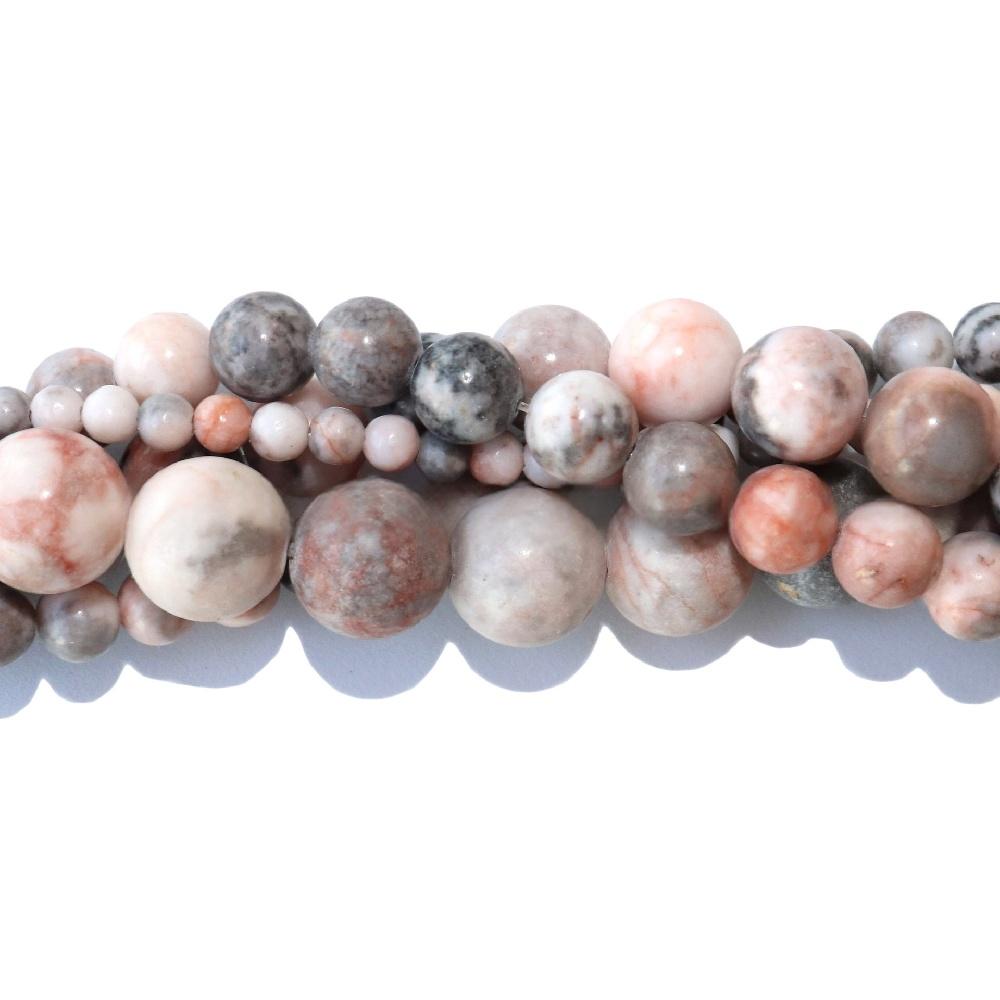 Pink Zebra Jasper Natural Stone Round Beads 15"Strand Smooth Loose Spacer Beads 4/6/8/10/12mm for Jewelry Making DIY Bracelets Charms Accessories