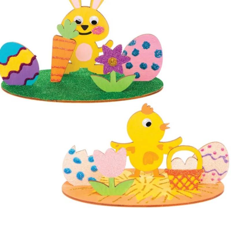 Easter Creative Wooden Handicrafts Kit Table Props Room Decorations Children's Painting Accessories Craft Supplies