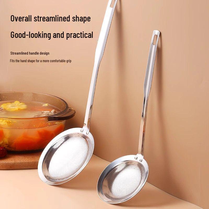 304 Stainless Steel Multifunctional Oil Separator & Foaming Spoon with Mesh Filter