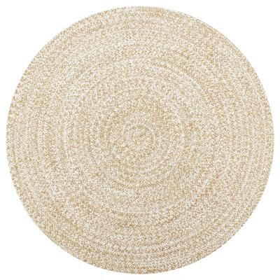 VidaXL Teppich Handgefertigt Jute Weiß und Natur 90 cm