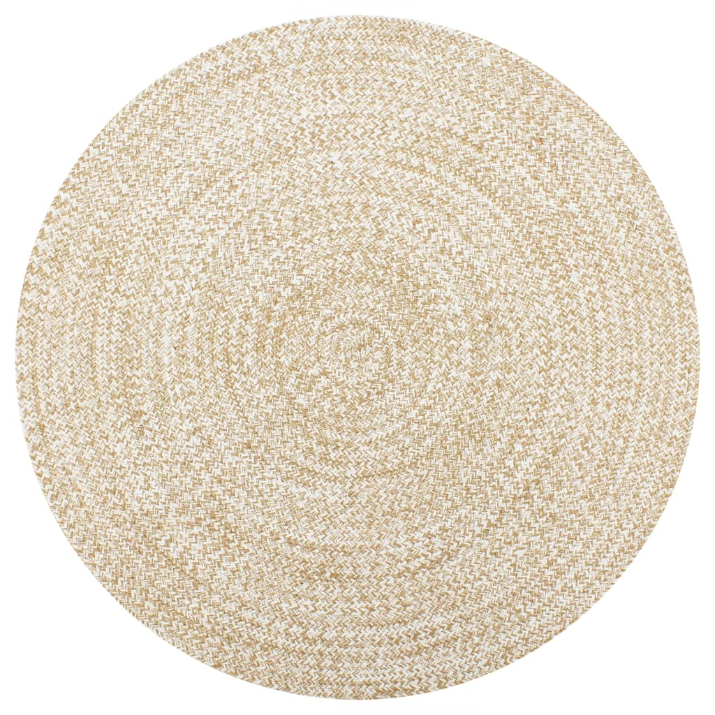 vidaXL Teppich Handgefertigt Jute Weiß und Natur 90 cm anti-blitz weiße