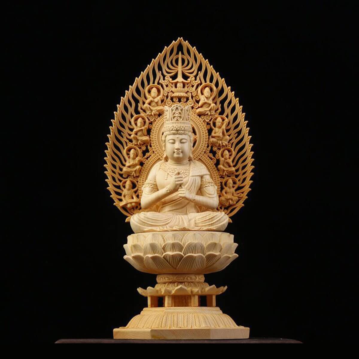 

Деревянный резной Будда Дайнити из кипариса общая высота Будда деревянный резной Великий Будда буддийский алтарь Будда восьмиугольный для защиты от зла