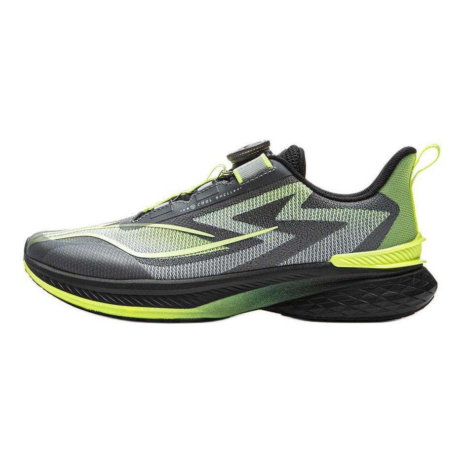 Li Ning Kids Chifeng V2 Mode Comfortabel Schokabsorberend Ademend Lage Top Hardloopschoenen Kindersneakers Zwart Grijs Groen YKFV094-5