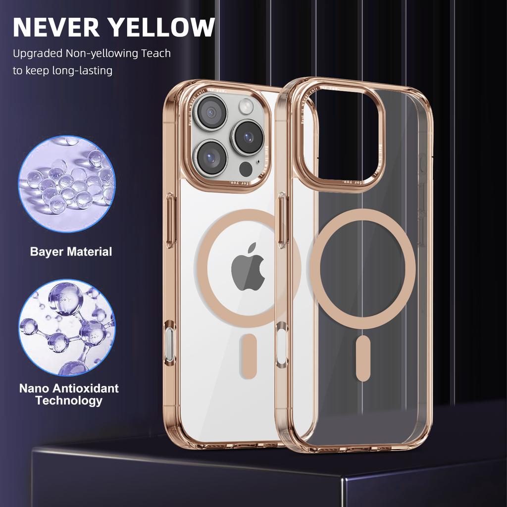 Luksusowe etui Desert Gold Clear Case do iPhone'a 16 15 14 13 12 Pro Max 16 Plus z akrylu, przezroczystego TPU, z magnetycznym etui Magsafe