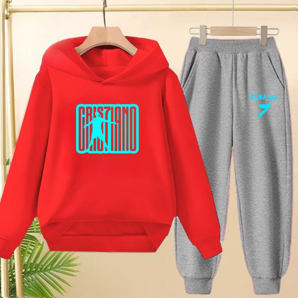 Student Uniform Hooded Sweatshirt + Long Pants Set. Children's Sportswear, Loose Suits for Boys and Girls Aged 3 to 13