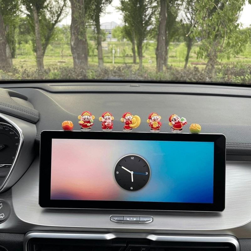 8pcs New God of Wealth Car Shaking Head Ornament Cartoon Trinket Center Console Ornament Navigation Screen Ornament
