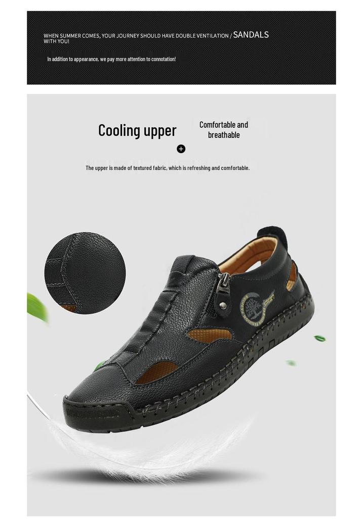 Men's Breathable Stitched Beach Sandals - Wear-resistant Outdoor Sports Style, Big Size Shoes