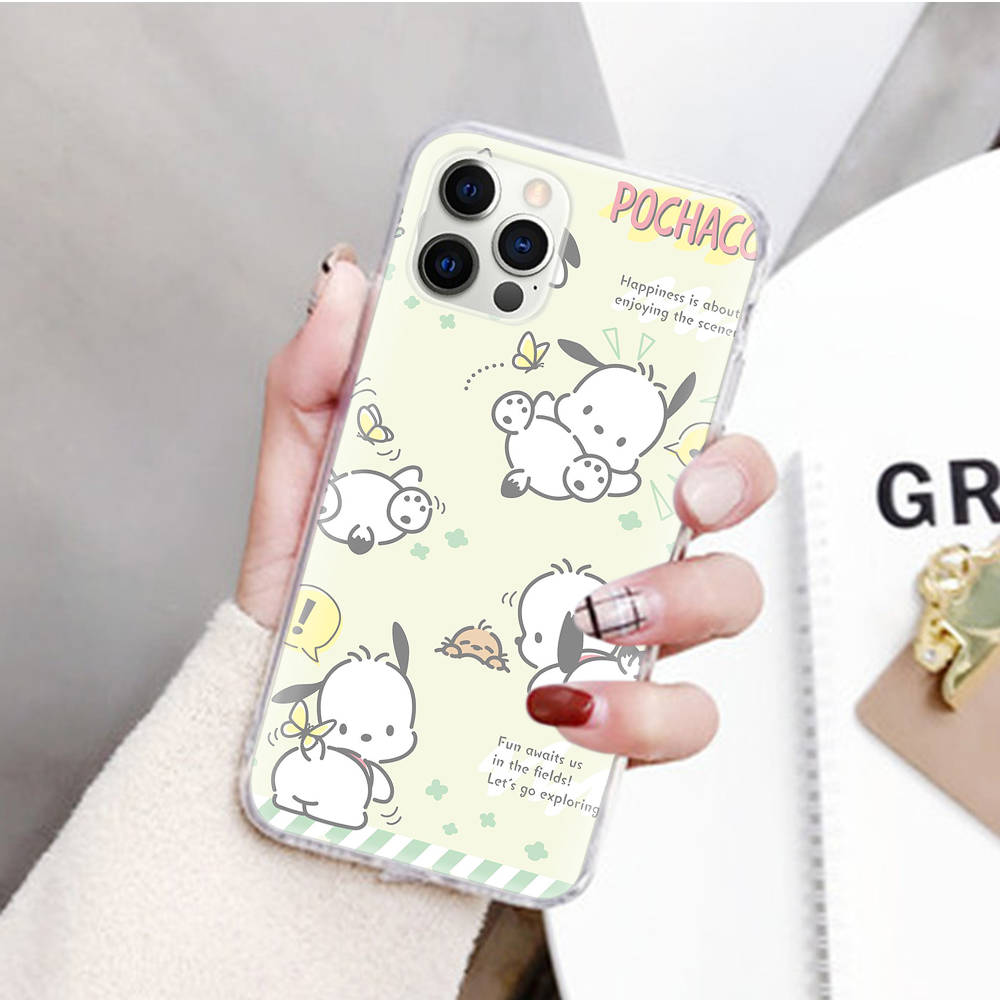 JZ26 Cartoon Pochacco Transparent Case for Samsung A04 A14 A23 M33 M53 Realme 10 9 C35 C55 VIVO Y02 X80 Infinix Hot 30 Note 11 Tecno Spark 8P Pro