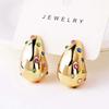 Korean Gold Zircon Water Drop Stud Earrings for Women Exquisite Elegant Thick Hollow Teardrop Earrings Wedding Jewelry