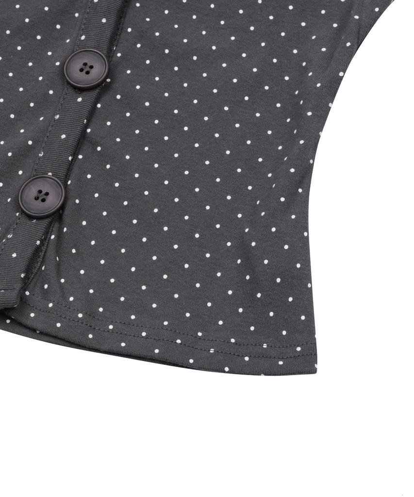 Mucent Minuit Button Mini Dot Short Sleeve Cardigan (2 Colors)