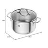 ZWILLING Flow Stew Pot, 20cm with Glass Lid, 3.0L, Triple-Layer Stainless Steel Base, 10-Year Warranty [Official Japanese Product] FLOW 71022-200