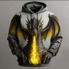 Neuer Herren Hoodie Sweatshirt mit 3D Drachenprint Mode Cool Täglich Langarm Rundhalsausschnitt Party Streetwear Herbst Winter Trainingsanzug Jacke
