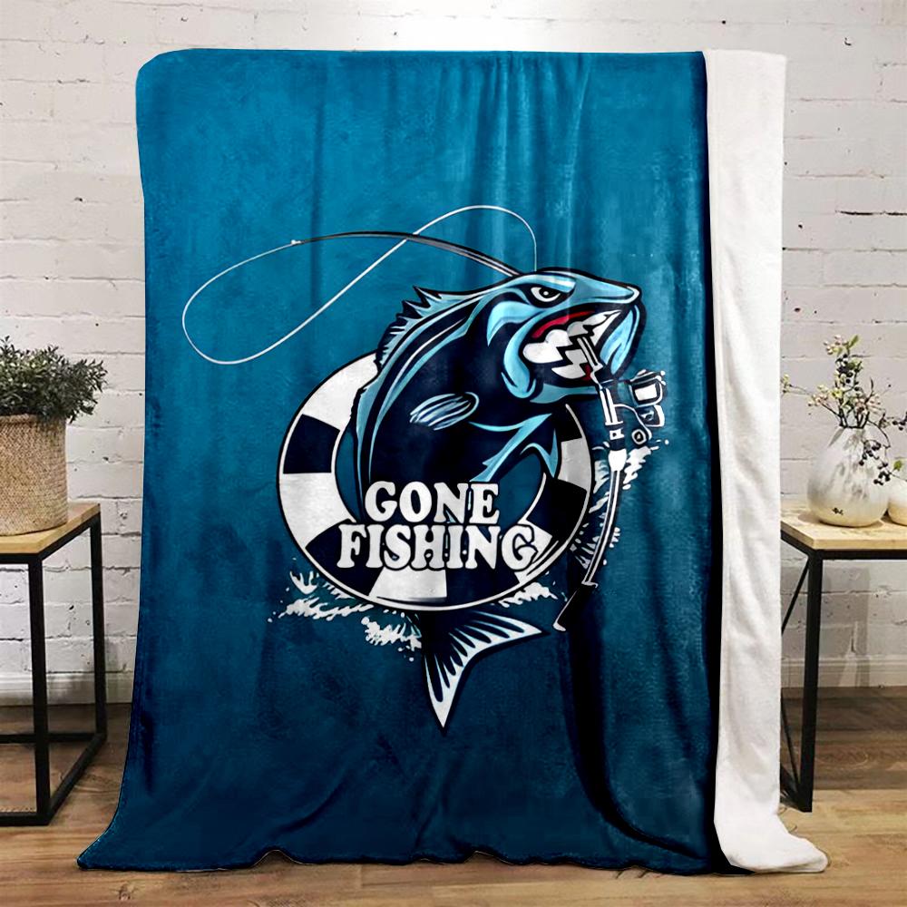 Fishing Theme Cartoon Fish Design Blanket Flannel blanket for bedroom, living room, sofa, and nap sofas
