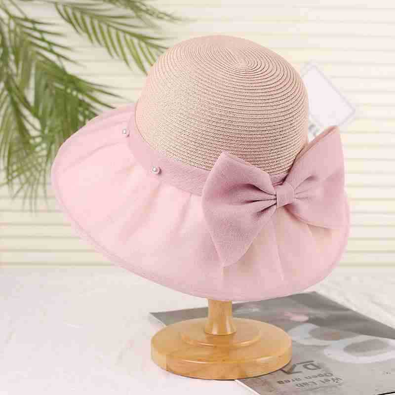 

Шляпа Женская Солнцезащитная Летняя Приморская Дорожная Пляжная Солнечная Шляпа Сетка Бант One Size