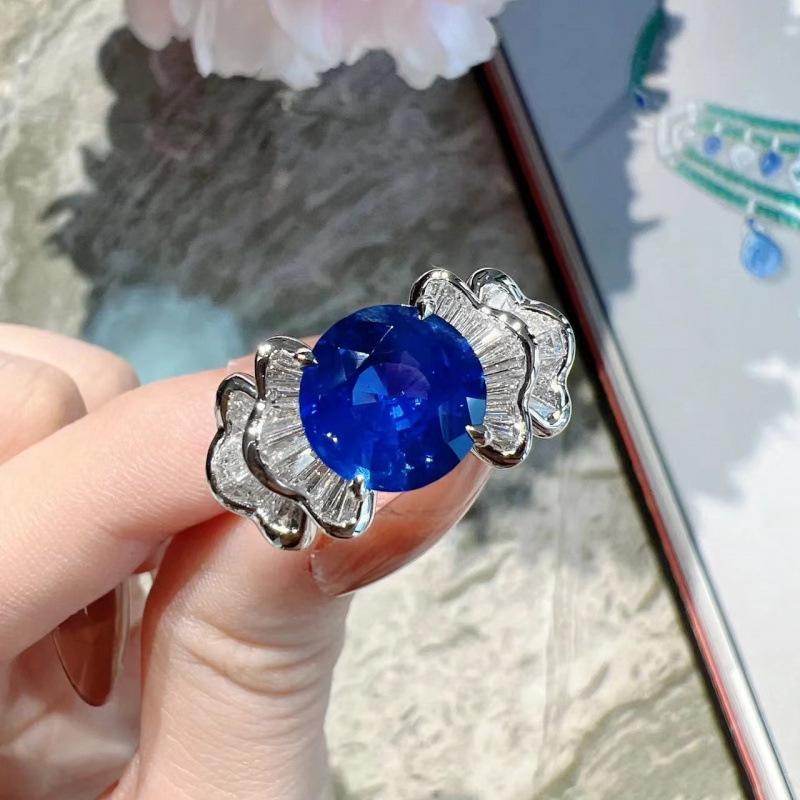 Sapphire Gemstone Adjustable Open Ring for Women - Luxurious, Elegant Niche Design