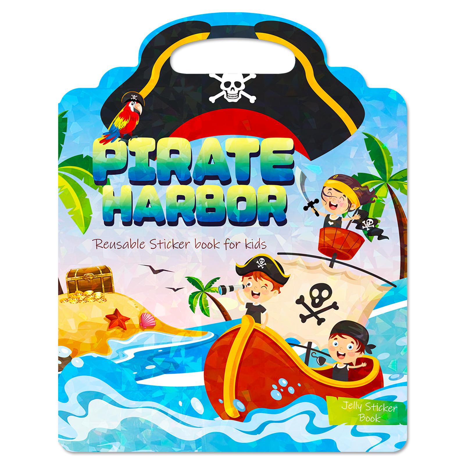 

Пиратская гавань Тихая книга Родитель-ребенок Интерактивная лазерная обложка Повторяющаяся паста Портативная желейная наклейка