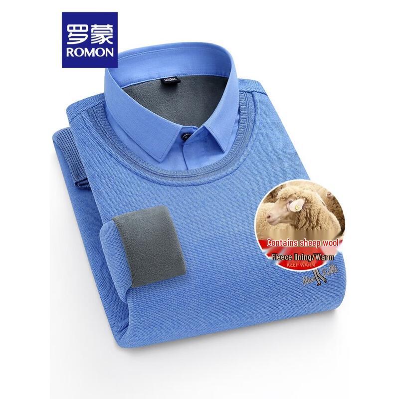 Luomeng Men's Faux Two-Piece Warm Knit Pullover