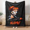 Custom Name Hockey Theme Printed Blanket - Perfect for Couch, Bed, Travel & Outdoor Use | Machine Washable, Cozy & Durable.
