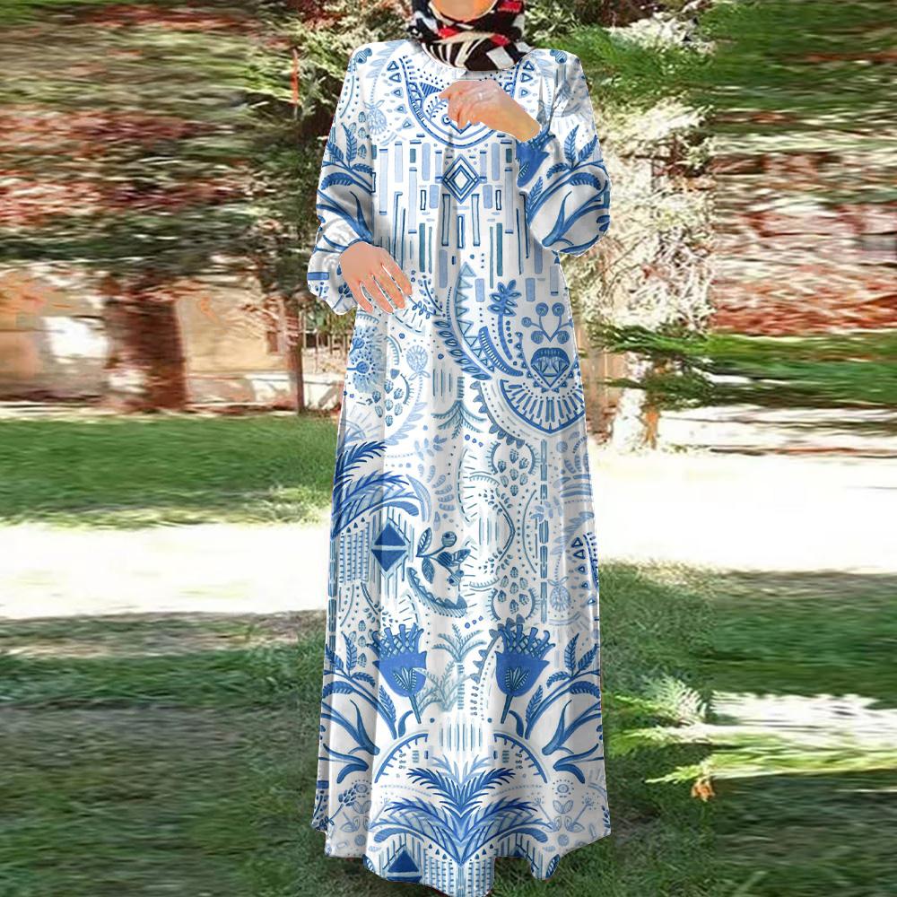 

Исламские платья, новейшая коллекция 2025 года, подходят для мусульманок, свободные платья, элегантные принты, мягкие и длинные, свободные и удобные, Рождество 5XL разноцветный