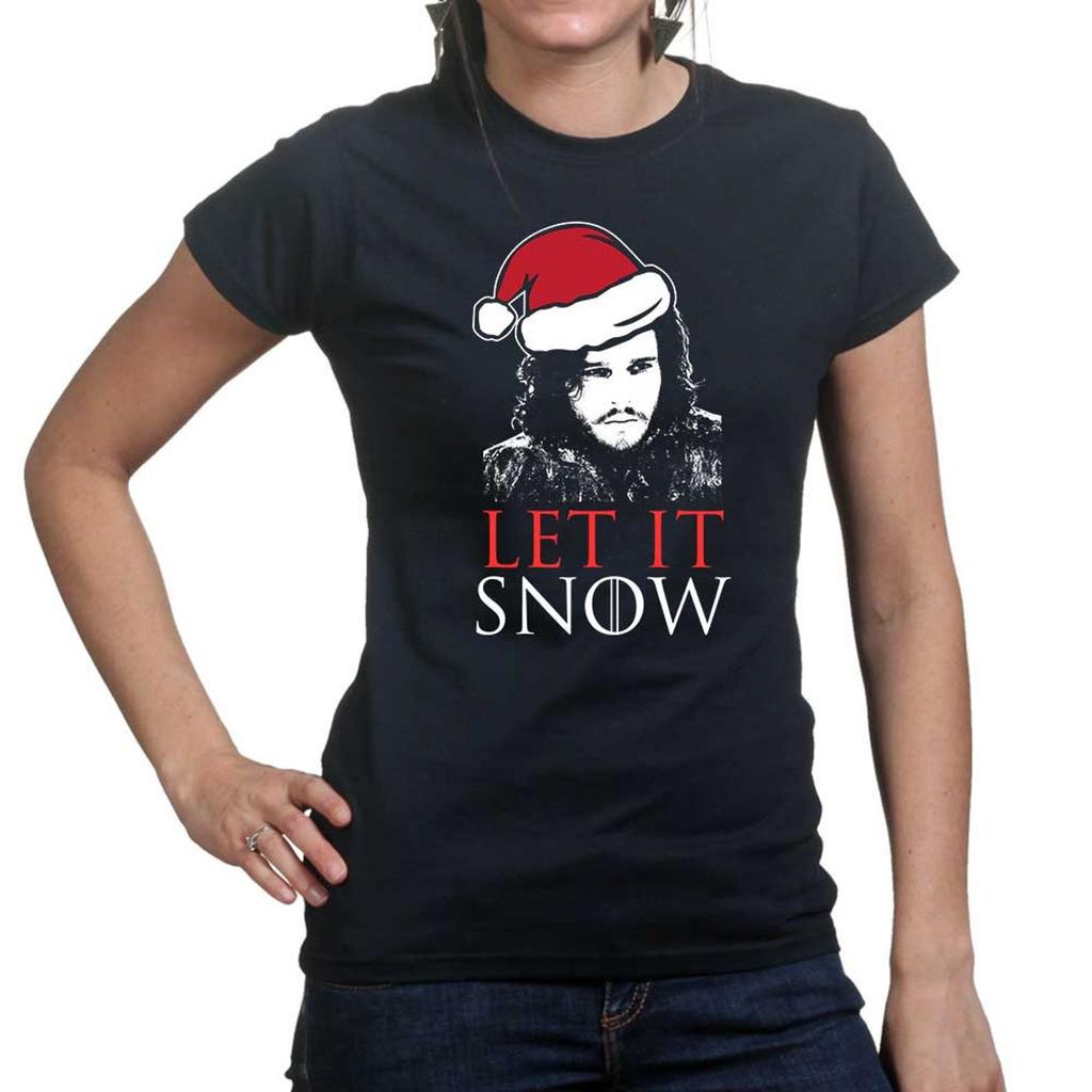 Ladies Let It Jon Snow GoT Xmas Santa Christmas Party Gift T-Shirt Tee Top T-Shirt