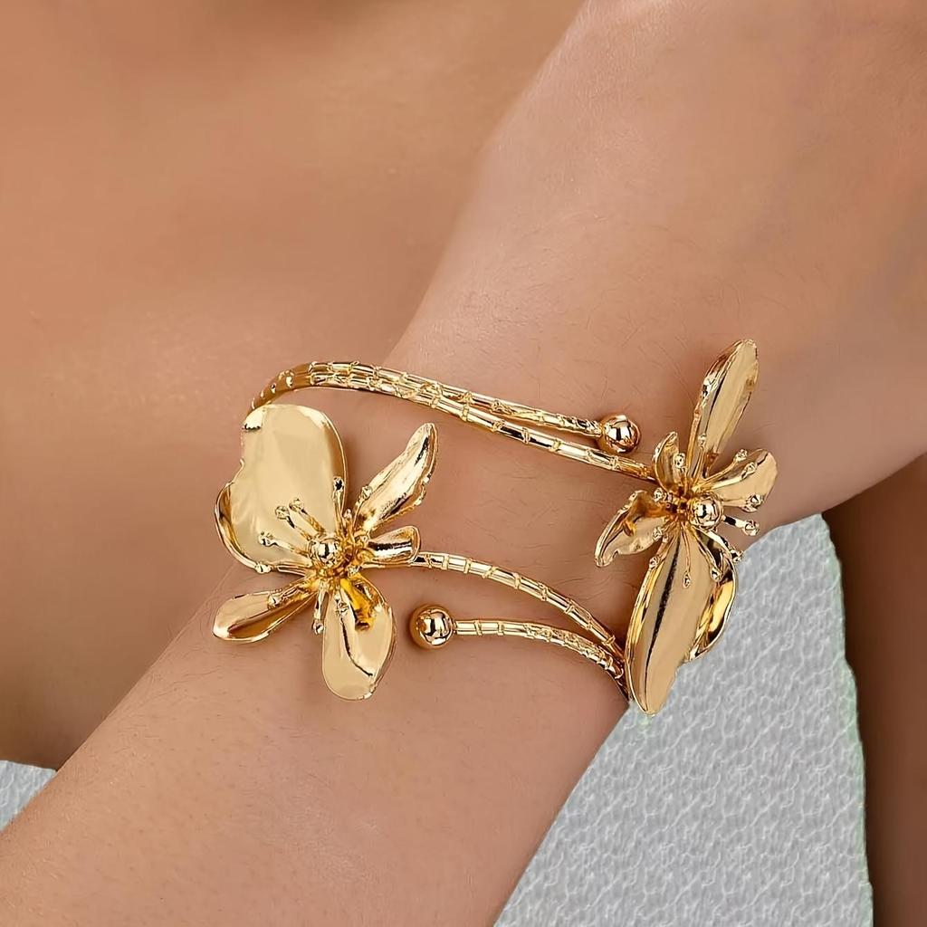 1PC Retro Flower Winding Irregular Bracelet Fashionable Elegance High Sense