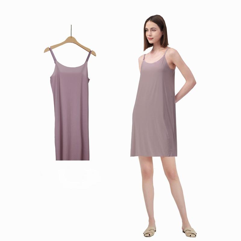 80Cm Plus Size Ice Silk Suspender Skirt Slip Nightdress Seamless Summer Cool Ultra-Thin Beautiful Back Sleeveless Petticoat Ootd