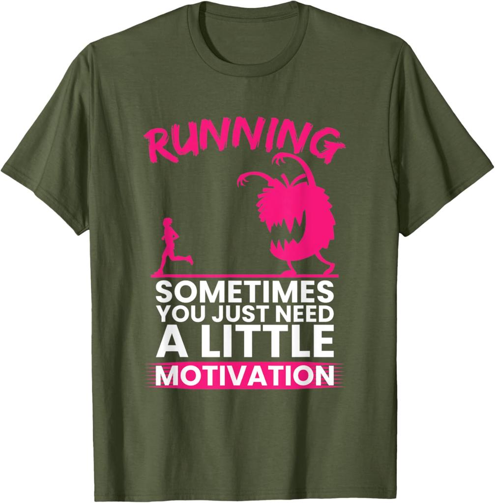 Running Monster Motivation Graphic Print Mens Cotton TShirt Casual Crew Neck Tee