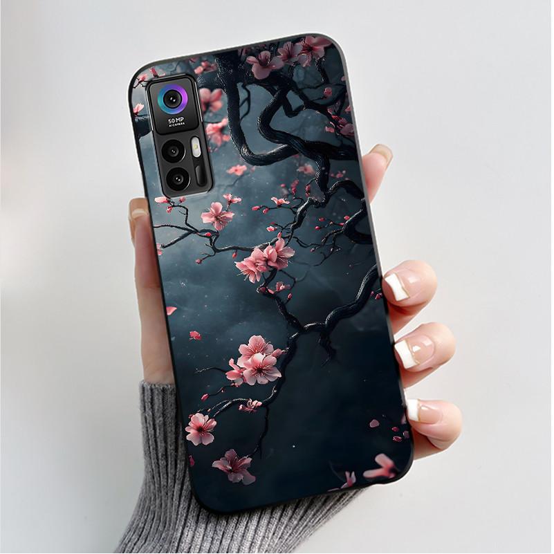 Case For TCL 30 Plus 30 5G T676K T676J T676H T776H Phone Case Fashion Butterfly Flowers Black Silicone Shockproof Cover Casing