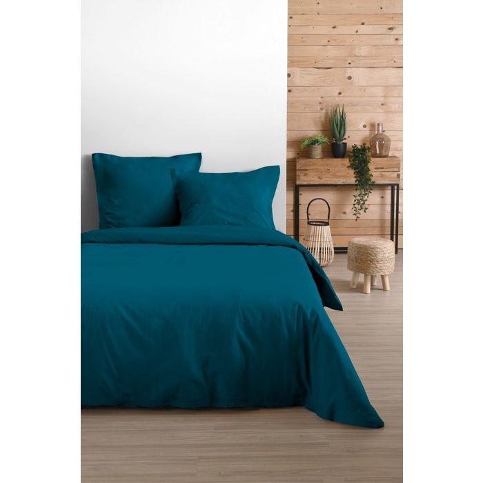 Housse de couette en coton 200 x 200 cm uni Edenne pétrole