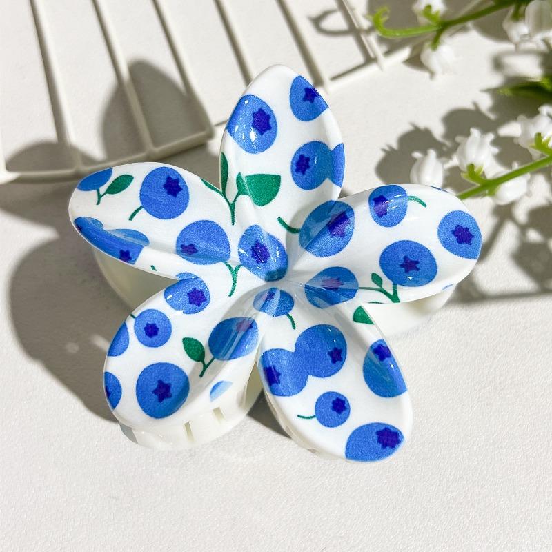 Printed Clips, Egg Flower Fresh and Light Hair Clips Back of The Head Updo Shark Clips