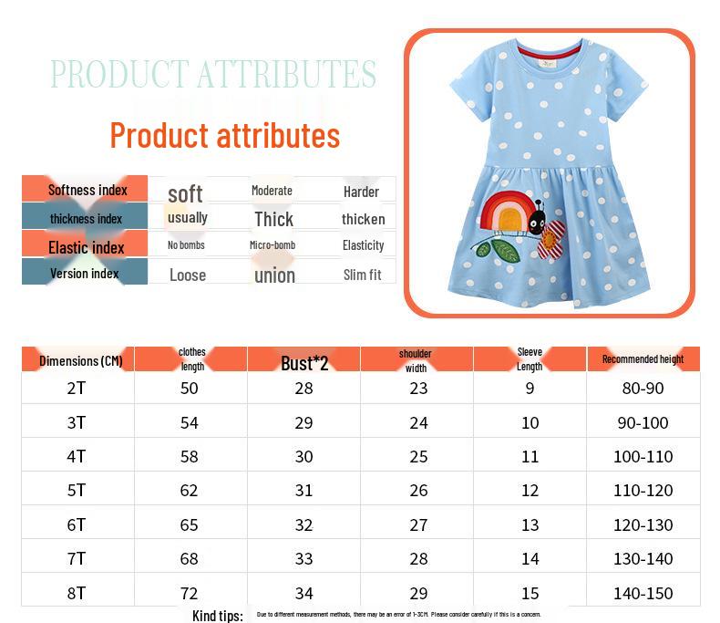 Summer Cotton Cartoon Short Sleeve Dress for Girls - New Arrival