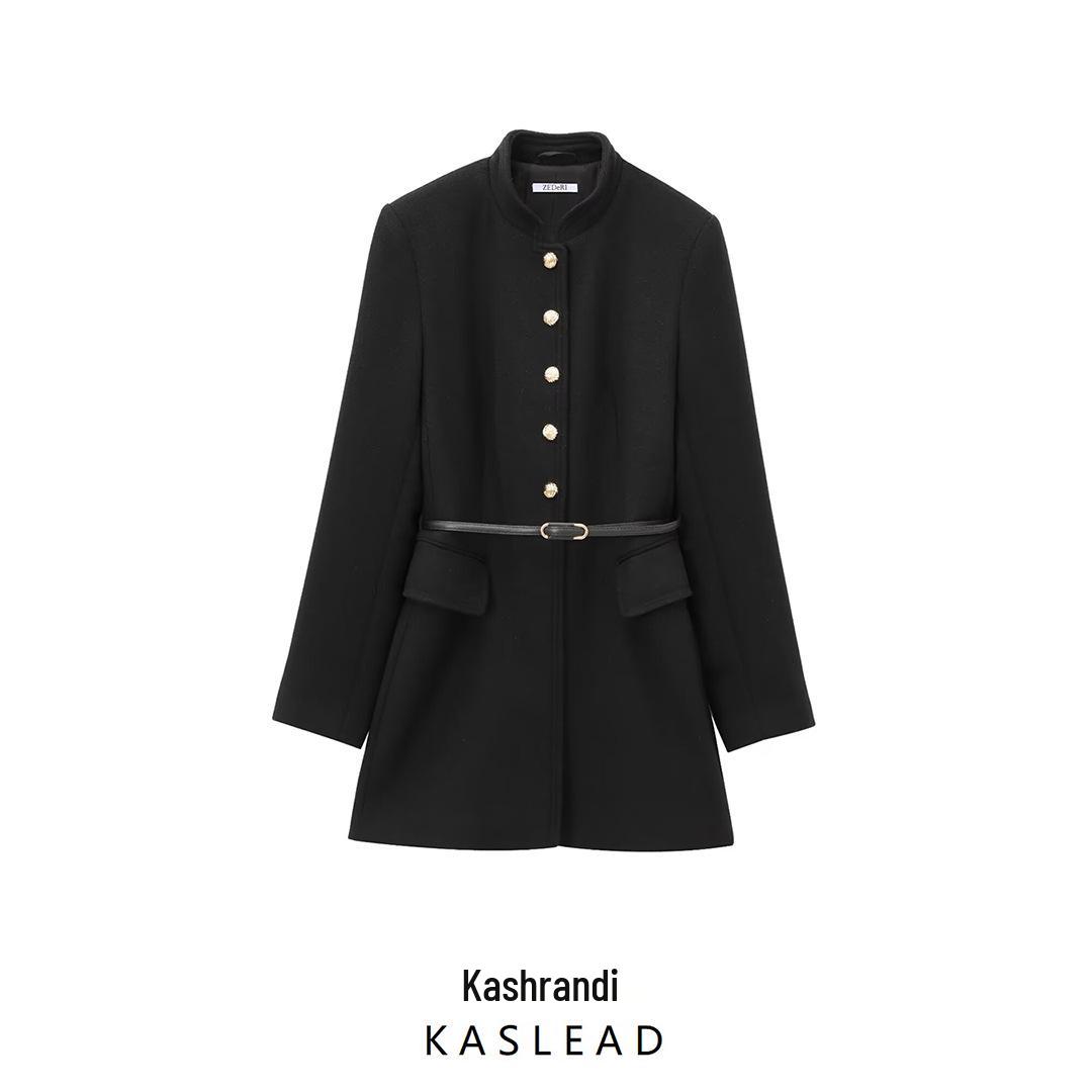 

2024 Autumn Women s Belted Coat: European & American Style - Versatile & Fashionable Outerwear L чорний