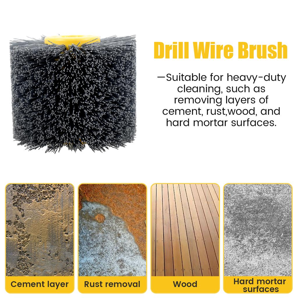 80/120/320 Grit Nylon Abrasive Wire Drum Polishing Wheel Electric Brush for Woodworking Metalworking for Wooden Polishing