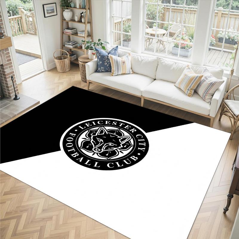 Leicester City Football Design Crystal Velvet Carpet Cozy Non?Slip Printed Rug For Bedroom Living Room Entrance