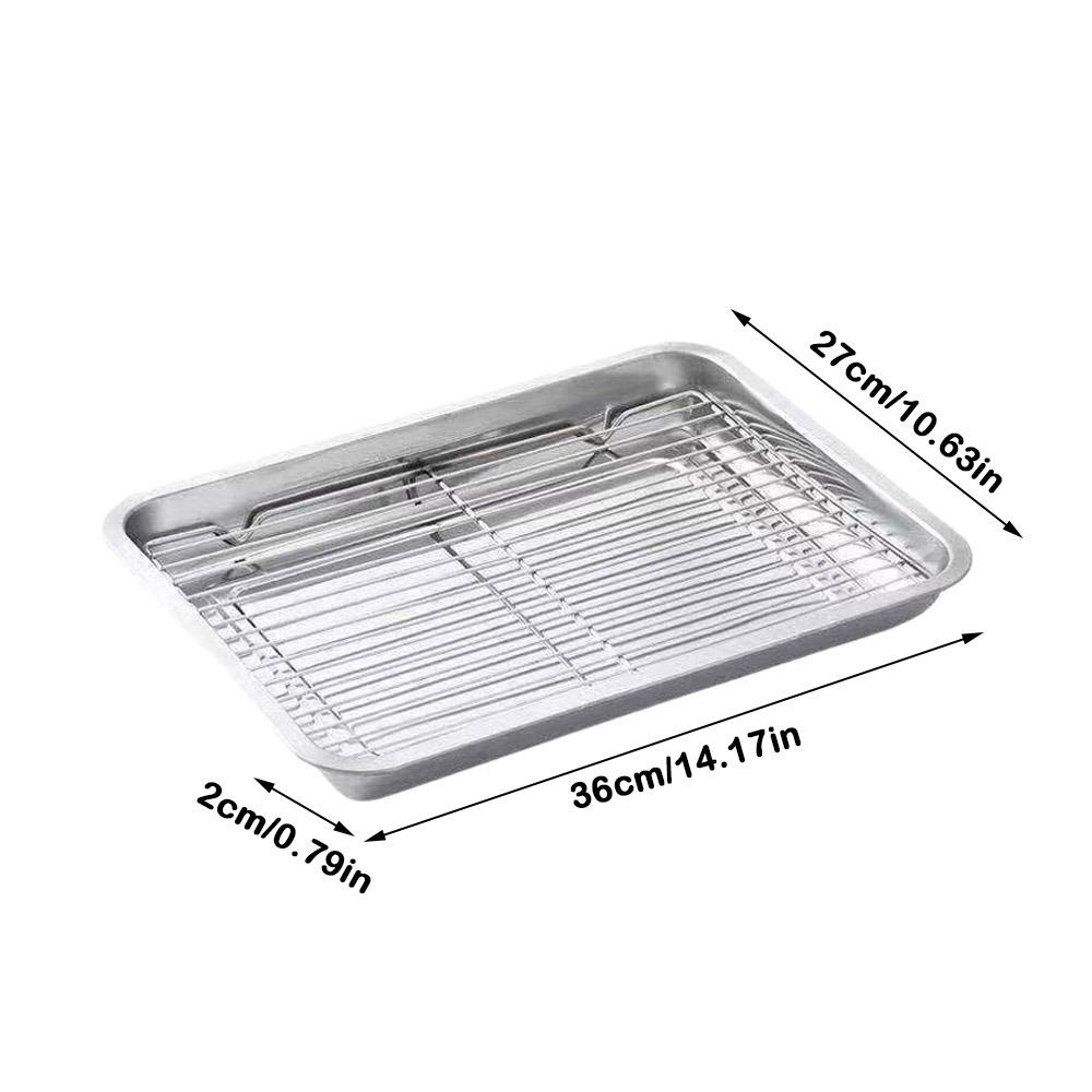 Removable BBQ Tray with Cooling Rack Oven Rack Stainless Steel Baking Pan  for Cooking Roasting
