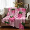 Bubble Pink Daisy Grid Tile Cartoon Anime Print Flannel Blanket Soft Warm Throw for Kids Bedroom Sofa Christmas Office Car