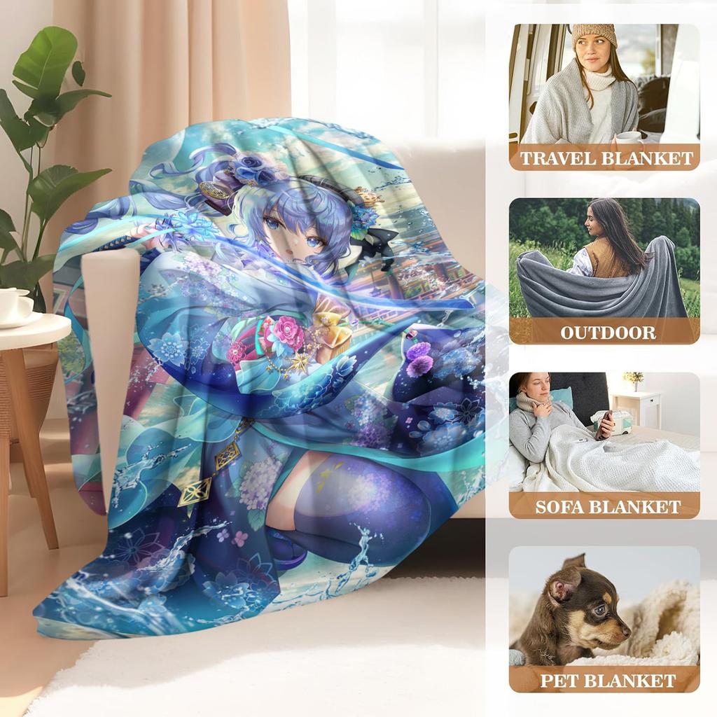 Cartoon Vtuber Hosimati Suisei Universal Flannel Blanket Anime Printed Soft Blankets Multifunctional Blankets Decor Home